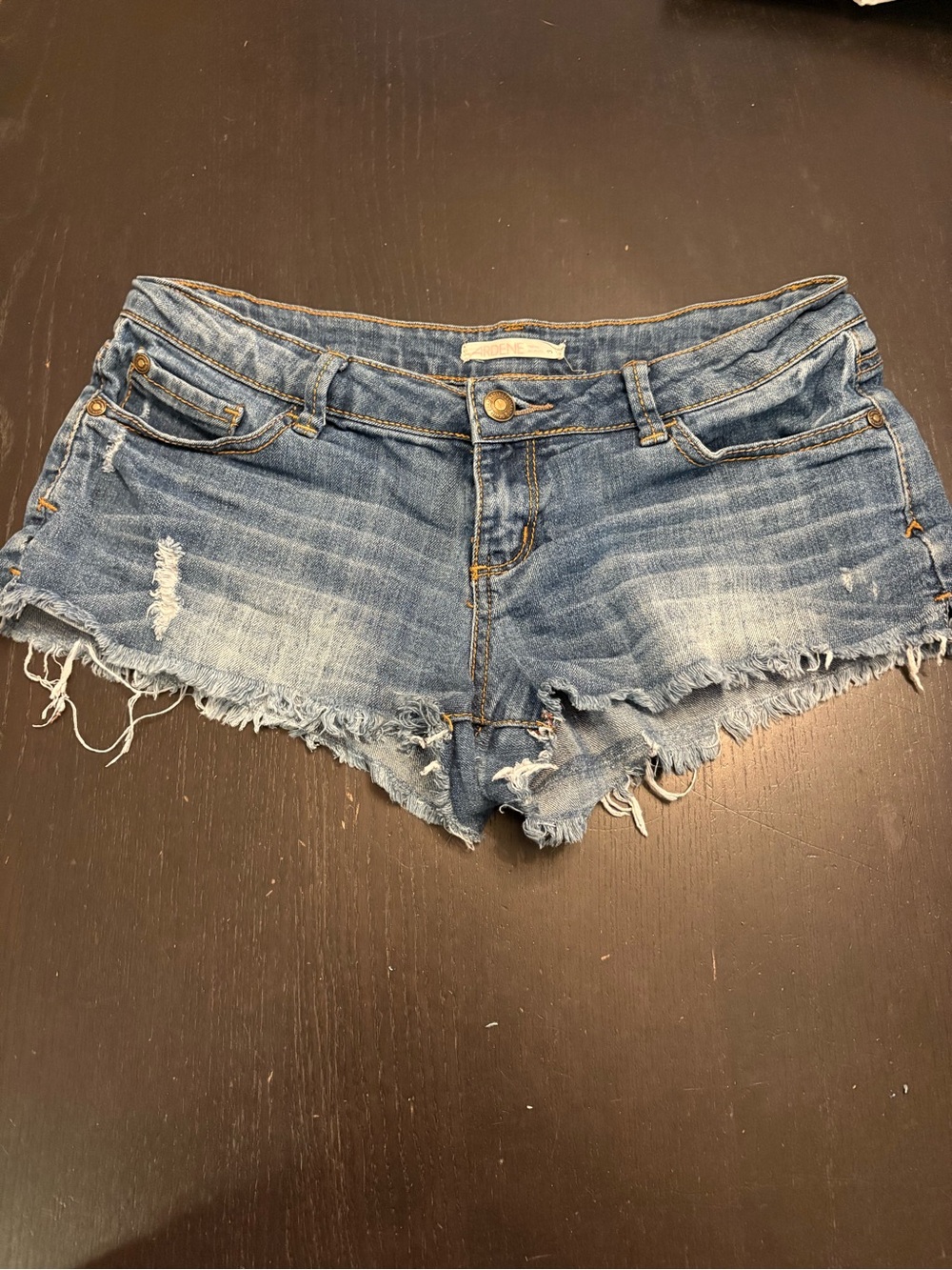 Vintage Ardene Low Rise Denim Frayed Shorts - Blue